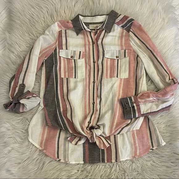 NWT | Thread & Supply | Striped blouse | Pink & gray - Picture 2 of 13